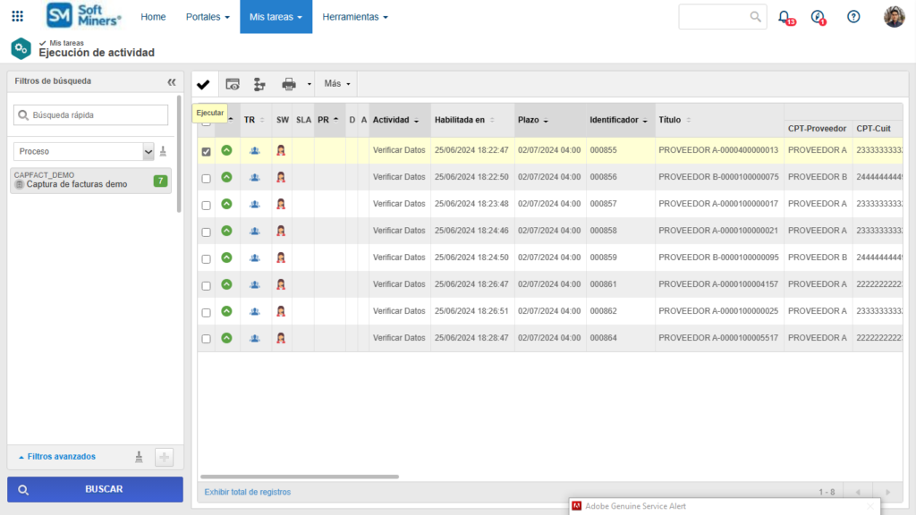 Automatice la detección de datos inconsistentes o incorrectos, reduciendo el procesamiento de grandes cantidades de documentos a solo la verificación de la información que no cumple con los criterios de aceptación