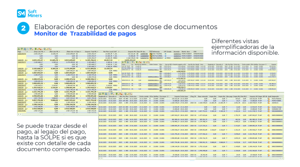 Elaboración de reportes con desglose de documentos