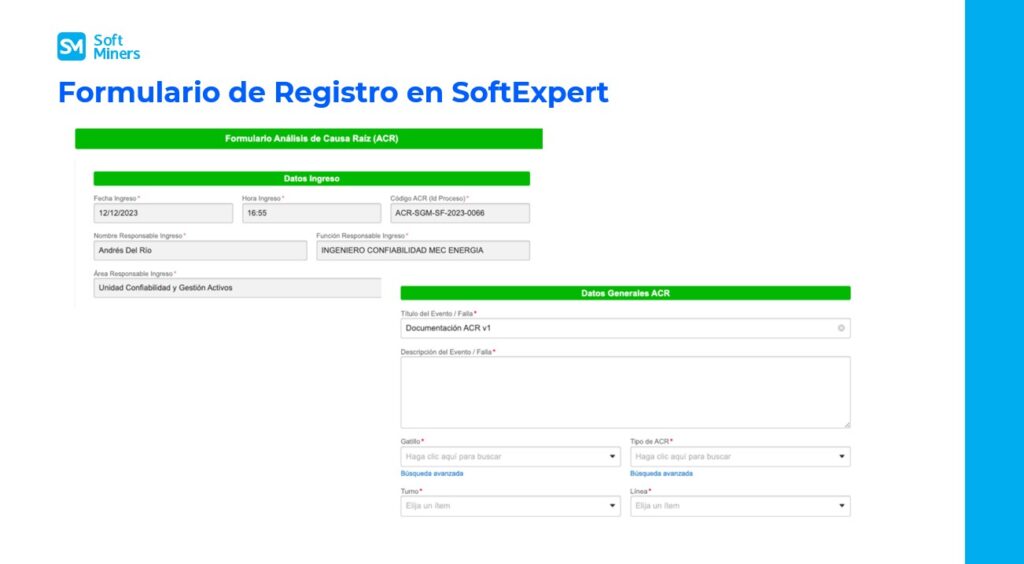Formulario de Registro en SoftExpert